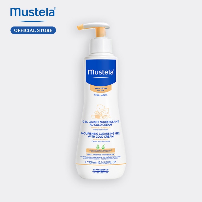 [CHÍNH HÃNG] Gel Tắm Cho Trẻ Sơ Sinh &amp; Em Bé Da Khô Nourishing Cleansing Gel with Cold Cream Mustela 300ml #MYPHAMGIARE