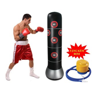 Trụ đấm đá pure boxing bơm hơi - trụ dấm bốc tự cân bằng phản xạ - tặng bơm