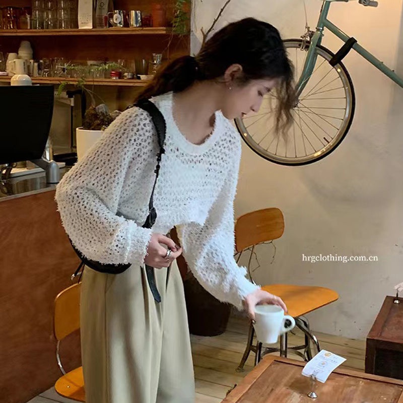 COZOK Áo Dệt Kim Tay Dài Chống Nắng Khoét Lỗ Quyến Rũ Hợp Thời Trang