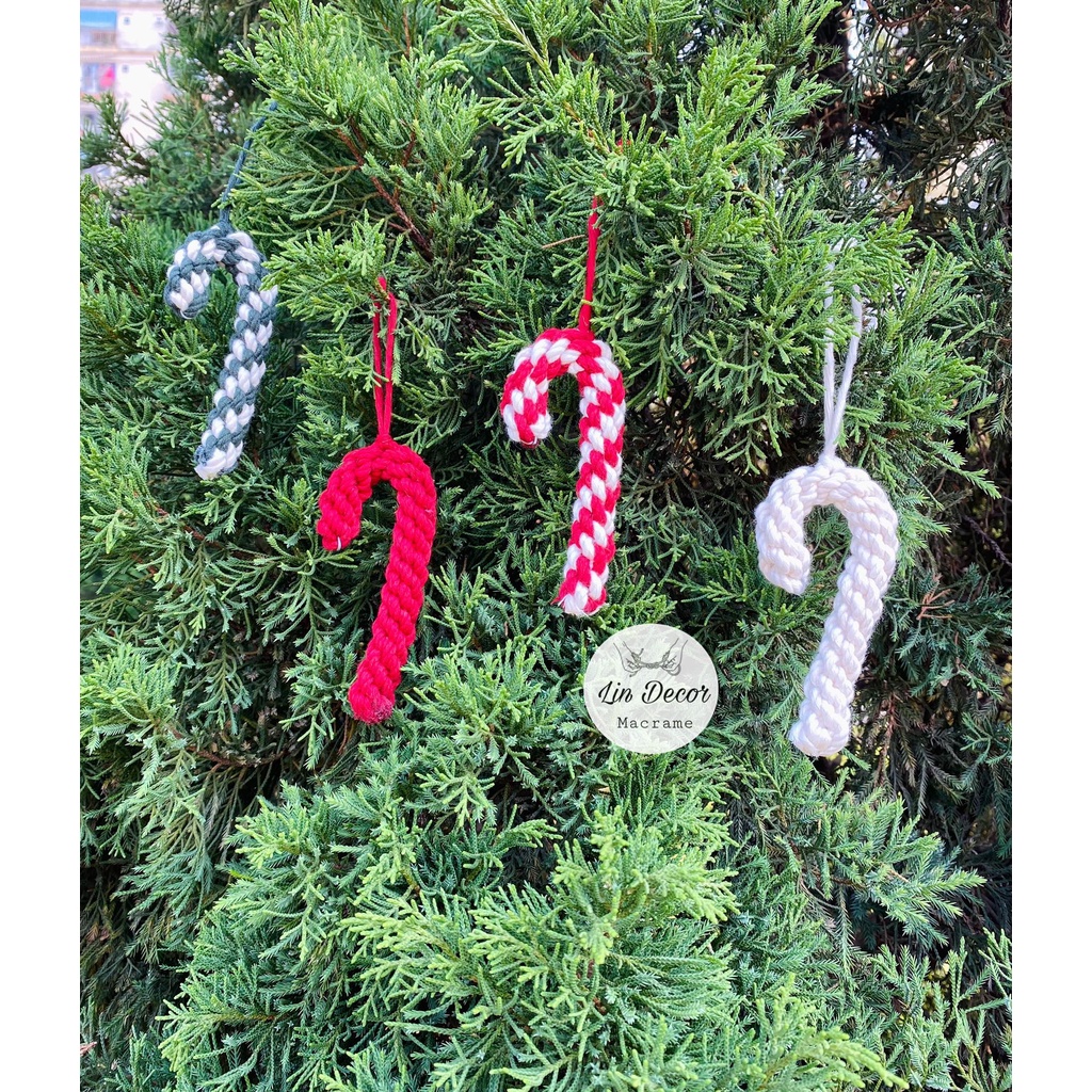SET 2 Kẹo Candy Macrame Trang Trí Cây Thông Giáng Sinh