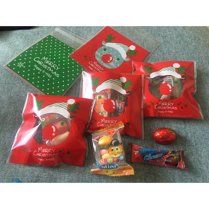 100 túi bánh Noel có sẵn keo dán miệng 10x10