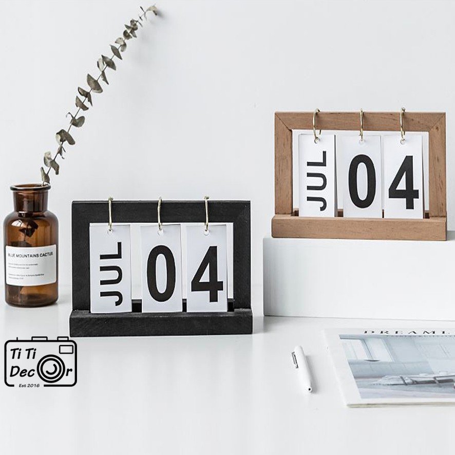 Lịch gỗ vạn niên trang trí chụp ảnh, decor nhà cửa, cửa hàng