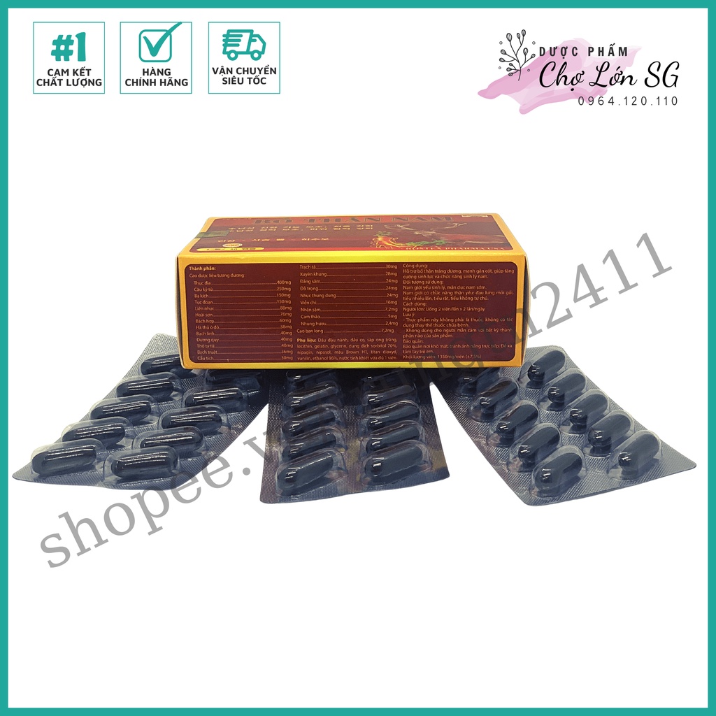 Viên uống BỔ THẬN NAM tăng cường sinh lý nam, bổ thận tráng dương với thành phần nhung hươu, nhân sâm