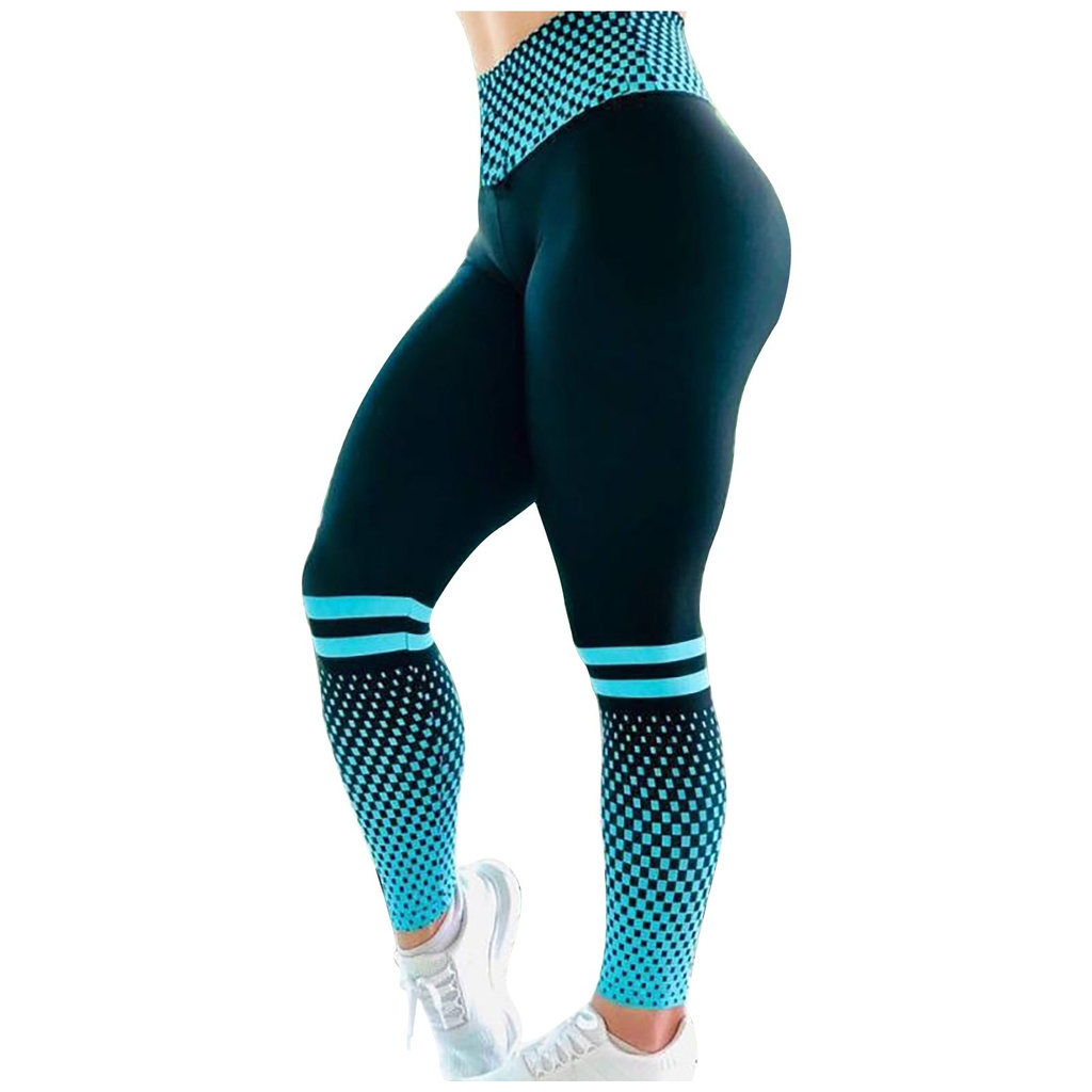 Plaid Pattern High Waist Breathable Slimming Sports Yoga Pants Running Sports