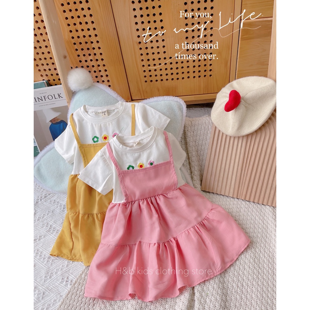 Váy bé gái từ 8-18kg - đầm bé gái chất liệu cotton phối đũi siêu mềm mát