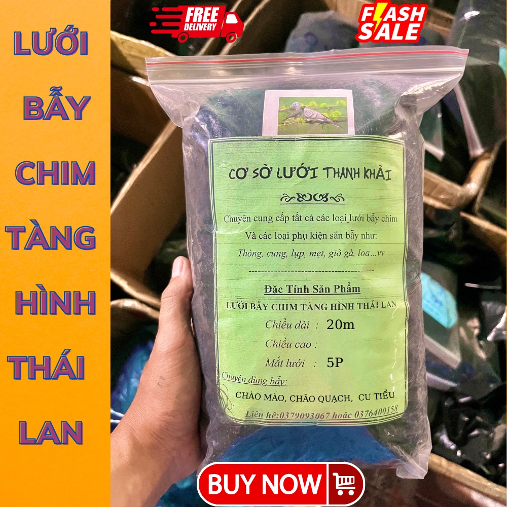 Lưới bẫy chim tàng hình thái lan giá rẻ ( 20m - 30m- 60m) mắt (3p 4p 5p 6p 7p 8p) lưới đã làm sẵn về chỉ mang đi bẫy