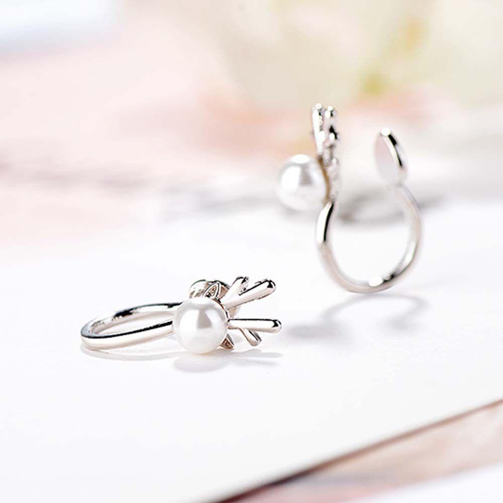 Set 2 Khuyên Tai Dạng Kẹp Không Cần Lỗ Tai MXMUSTY|Khuyên Kẹp Sụn Tai Hình Hươu Màu Sắc Đỏ Trắng Phong Cách Hàn Quốc