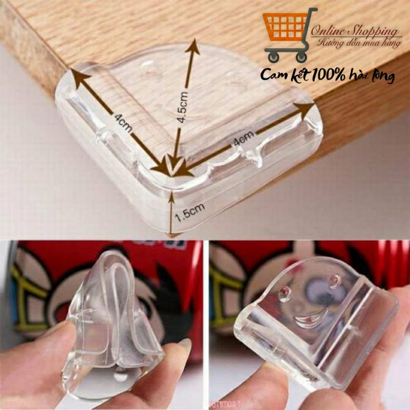 Bịt Góc Cạnh Bàn, cạnh tủ Chống Va Đập cho bé bằng silicon, keo dính 3M siêu chắc
