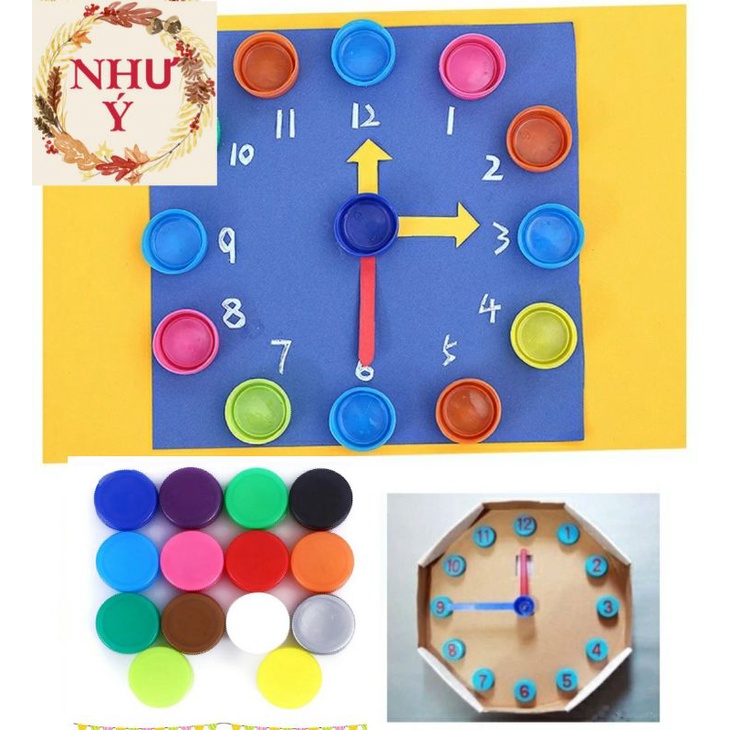 100 nắp chai  đủ màu làm đồ dùng mầm non, handmade sáng tạo