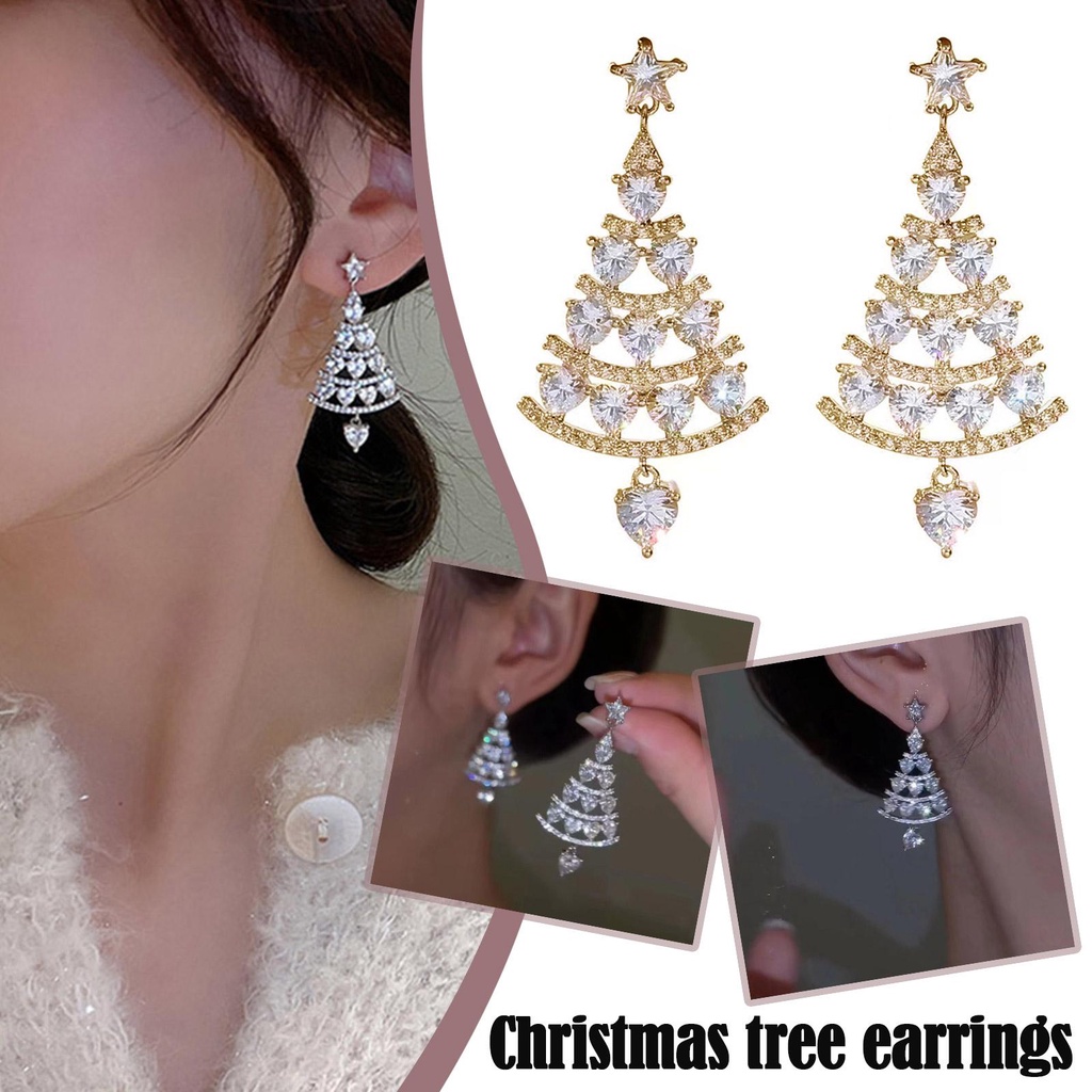 Bông Tai Mạ Bạc 925 Hình Cây Thông Giáng Sinh Dễ Phối Đồ