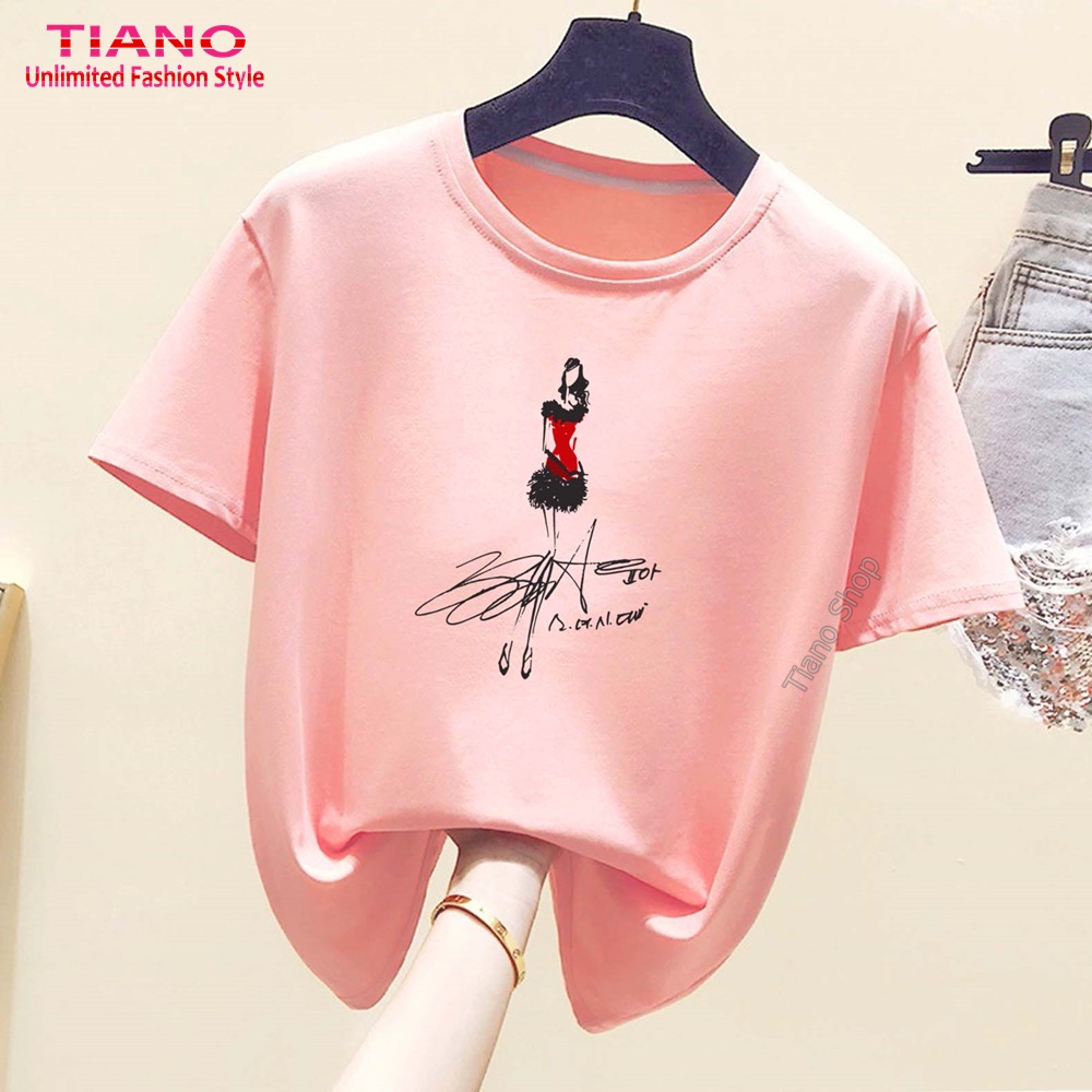 Áo Thun Tay Ngắn Siêu Mẫu AT-044 - Tiano - Thời Trang Đơn Giản - Áo Thun Nam - Áo Thun Nữ