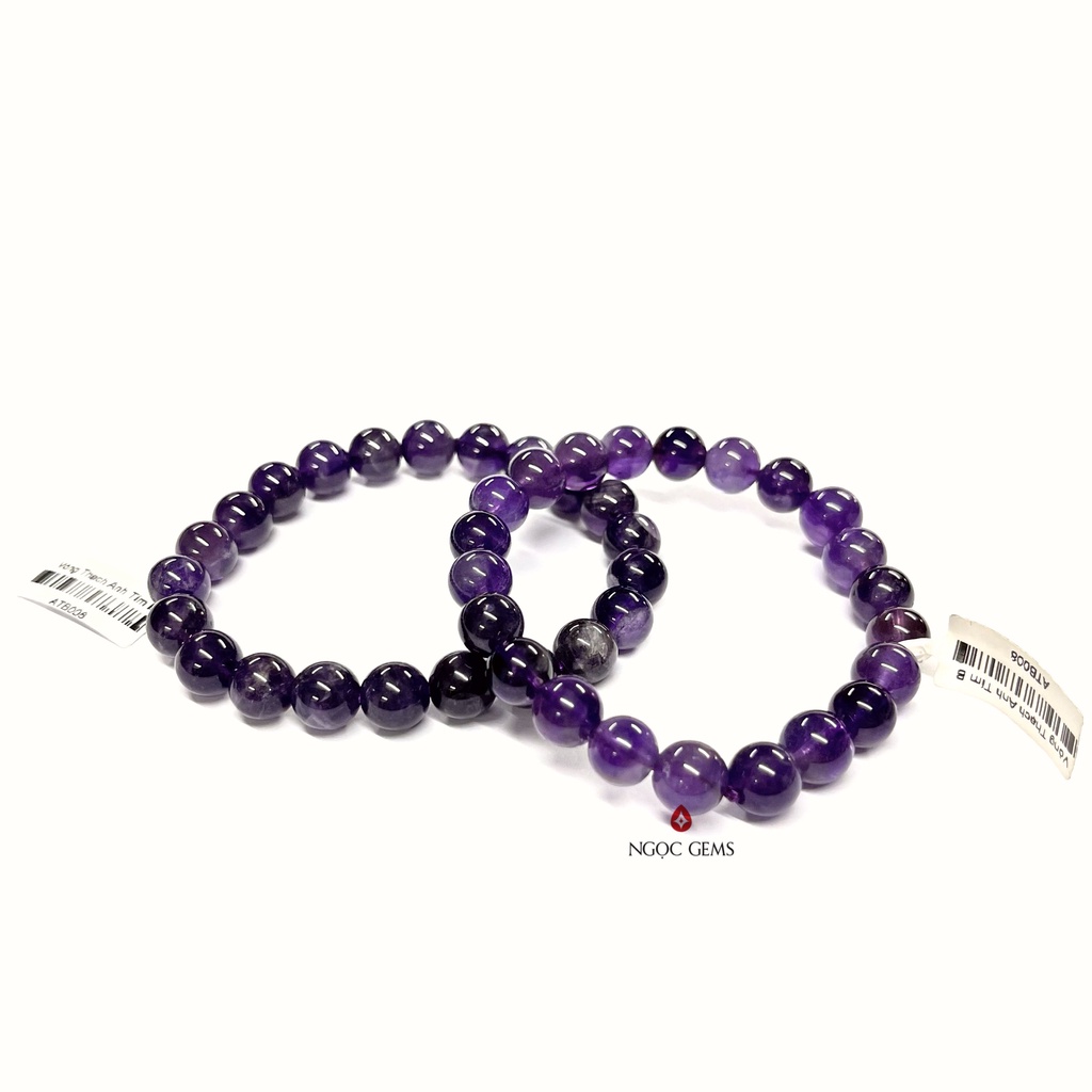 Vòng tay đá Thạch Anh Tím B Hợp Mệnh Hỏa, Thổ - Ngọc Gems