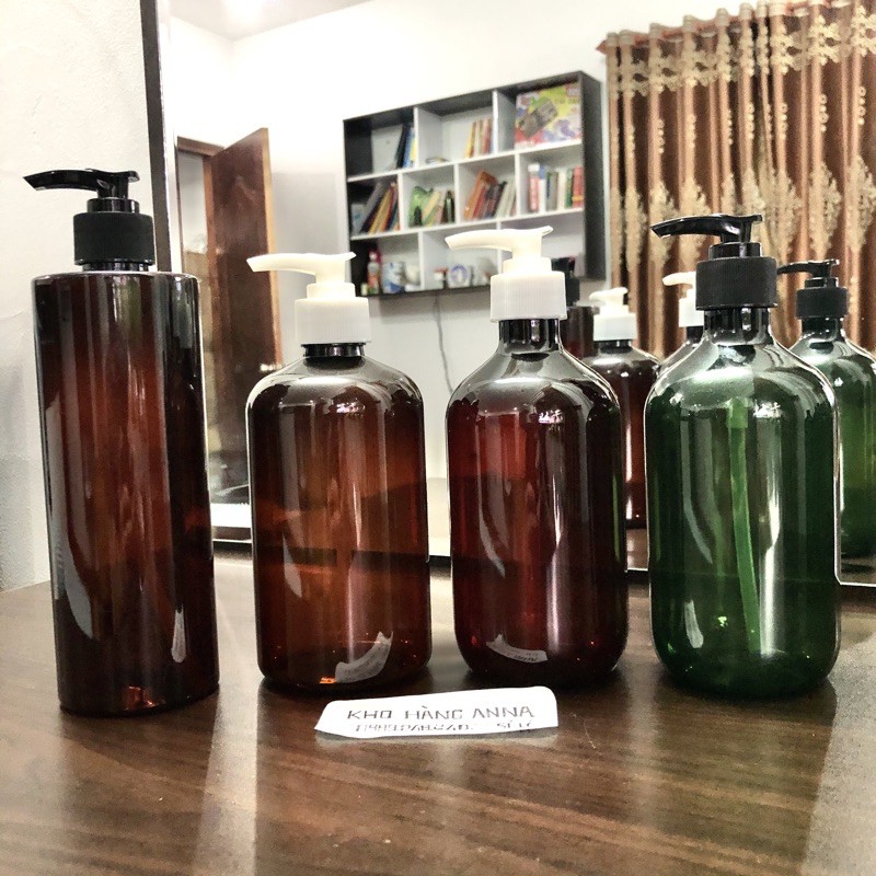 CHAI NHỰA 500ml VÒI NHẤN ĐỰNG SỮA TẮM DẦU GỘI - Chai xịt giọt Trong suốt / Nâu Chiết Mỹ phẩm vòi pump