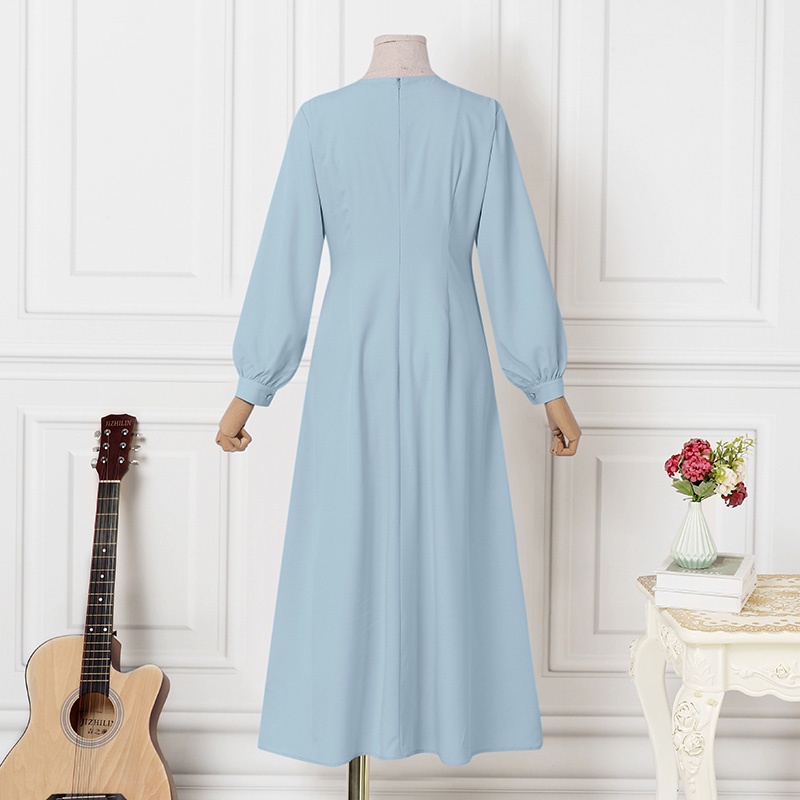 Đầm maxi ZANZEA tay dài cổ tròn phong cách vintage hồi giáo dành cho nữ