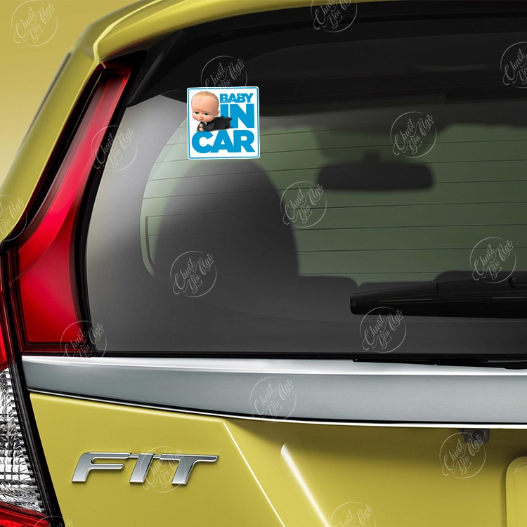 Combo 2 miếng dán Baby In car BÉ TRAI dễ thương trang trí xe hơi ô tô cảnh báo an toàn cho trẻ em