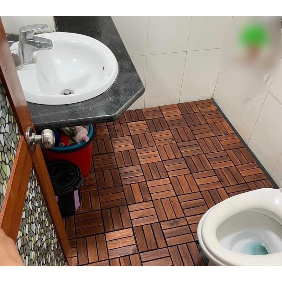 Combo 5 Tấm Sàn Gỗ Tự Nhiên Vỉ Nhựa XUẤT KHẨU CHÂU ÂU 12 Nan Lắp Ghép Decor Phòng Khách, Ban Công, Nhà Tắm, Ngoài Trời