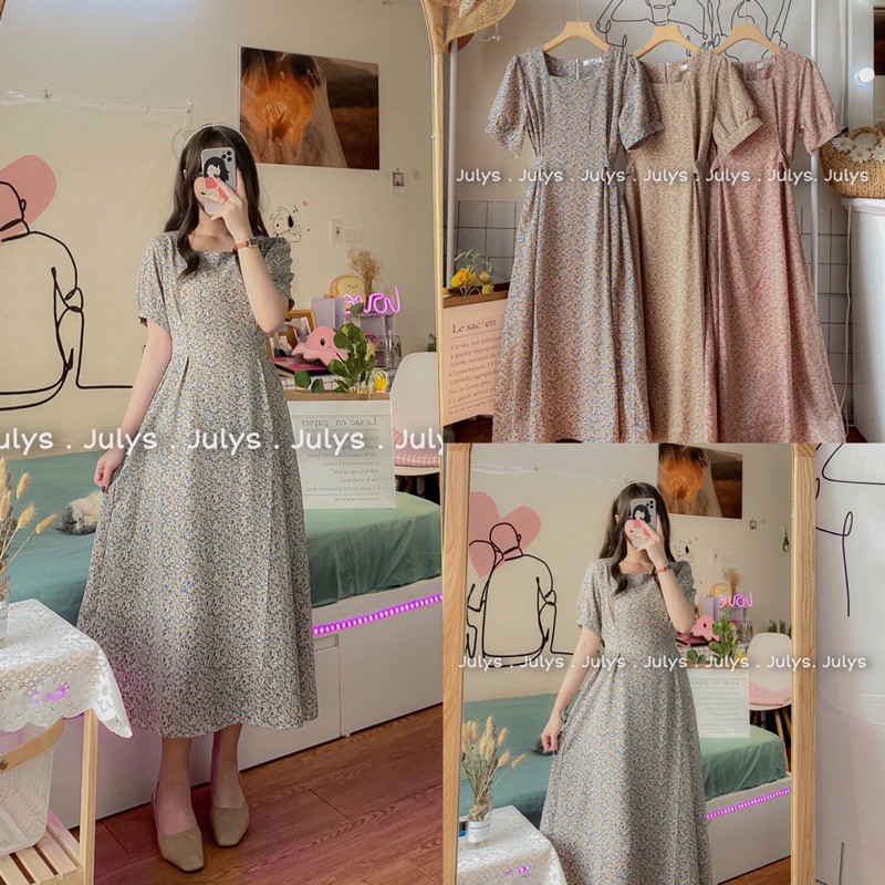 [Mã FAGREEN1505 giảm tới 30K đơn 99K] Váy hoa đai nơ sau (ảnh thật shop chụp kèm video)