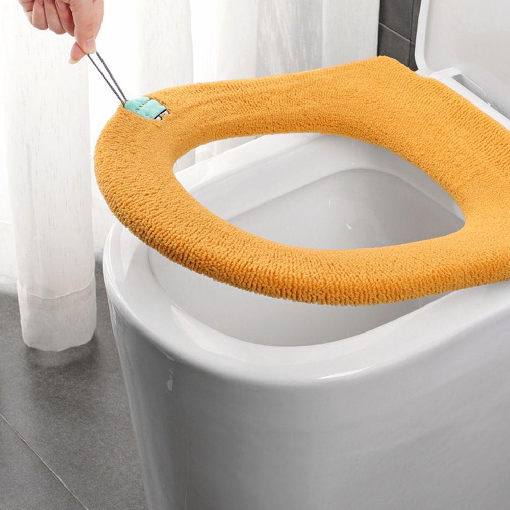 Vỏ Bọc Bệ Ngồi Toilet Dệt Kim Giữ Ấm Có Tay Cầm Họa Tiết Hoạt Hình