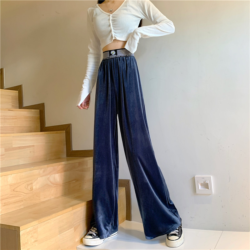 Korean Fashion Women's Wide-Leg Pants Casual Loose Straight Drape Mopping Long Trousers | WebRaoVat - webraovat.net.vn