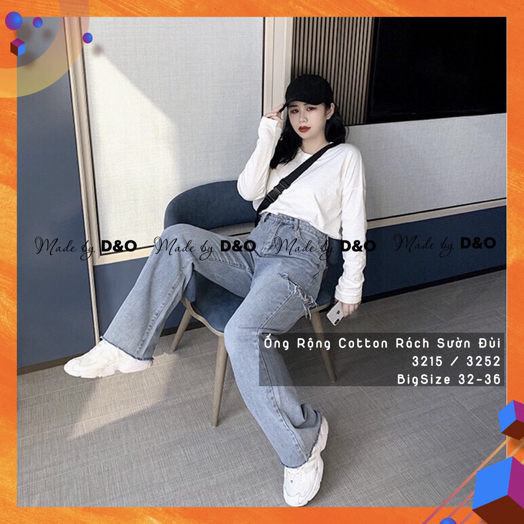 [Size 30-35] Quần Suông Rộng Rách 1 Sườn, Lưng Cao, Không Giãn, 2 Màu Cực Xinh/ Dài 105cm