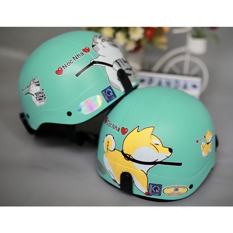 NÓN BẢO HIỂM COUPLE CHÓ MÈO HÀNG CÔNG TY