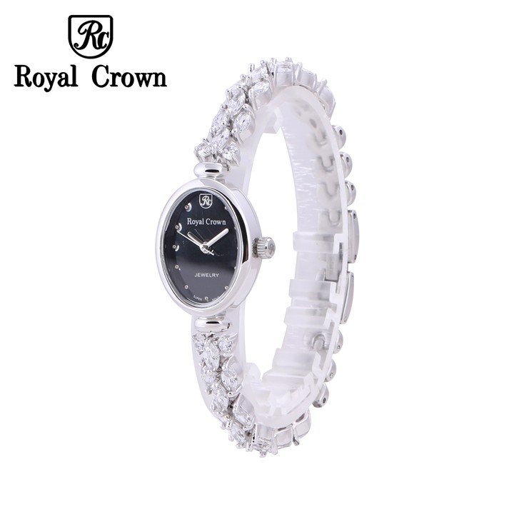 Đồng Hồ Nữ Chính Hãng Royal Crown 2506 Dây đá vỏ trắng mặt đen