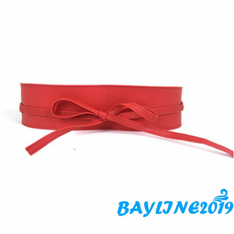 Thắt lưng nữ giả da bản rộng đính nơ thời trang