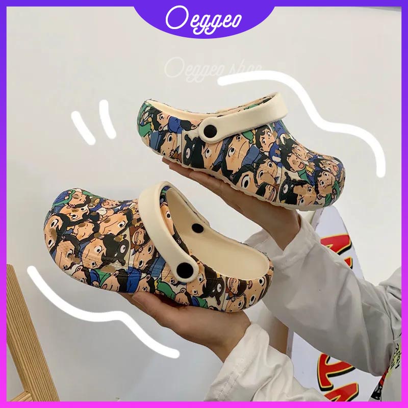 Oeggeo shop Dép Bít Mũi To Hoạt Hình Đầu To Cho Nữ Mang Ngoài Trời