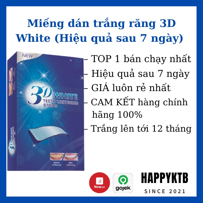 Miếng dán trắng răng 3D White Teeth Whitening Strips