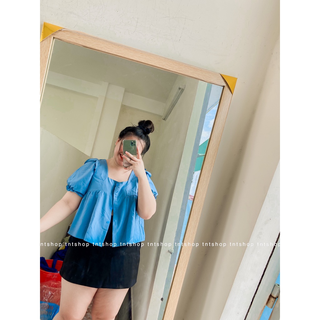 Áo Babydoll cổ vuông tay búp [TNT Shop 60kg 90kg]