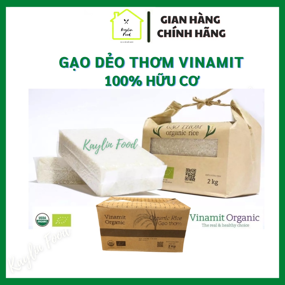 Gạo thơm hữu cơ Vinamit Organic 2kg hương vị dẻo thơm
