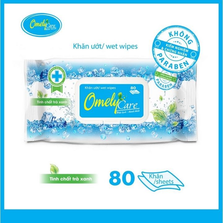 [Mã BMBAU50 giảm 7% đơn 99K] Khăn Ướt OMELY cao cấp 80 miếng tinh chất trà xanh - Mềm mại không xù lông