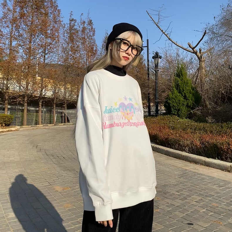ZHELIHANGFEI Áo Thun Sweater Tay Dài In Hình Ngôi Sao Màu Gradient Kiểu Retro Dễ Thương