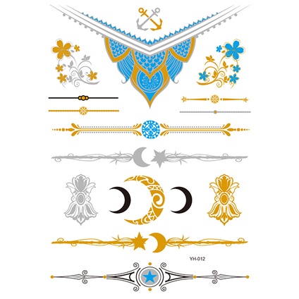 Vòng cổ / Vòng Tay Hình Xăm Tạm Thời Hình Lông Vũ Màu Vàng Ánh Kim Lấp Lánh Chống Thấ