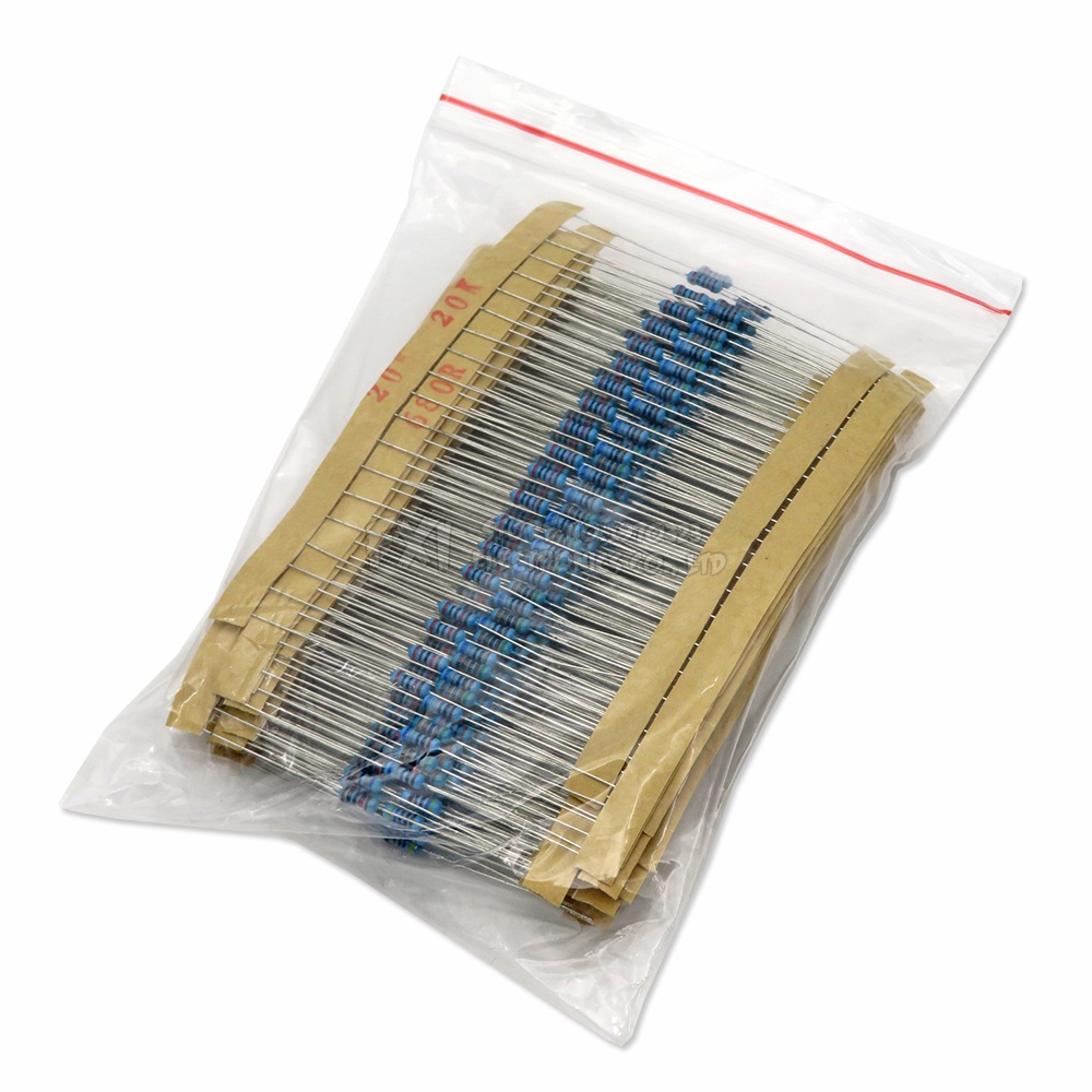Bộ 600 Điện Trở Màng Kim Loại 30Values * 20 Cái 1% 1 / 4W Chống Xước (10 ohms ~ 1 M ohm)