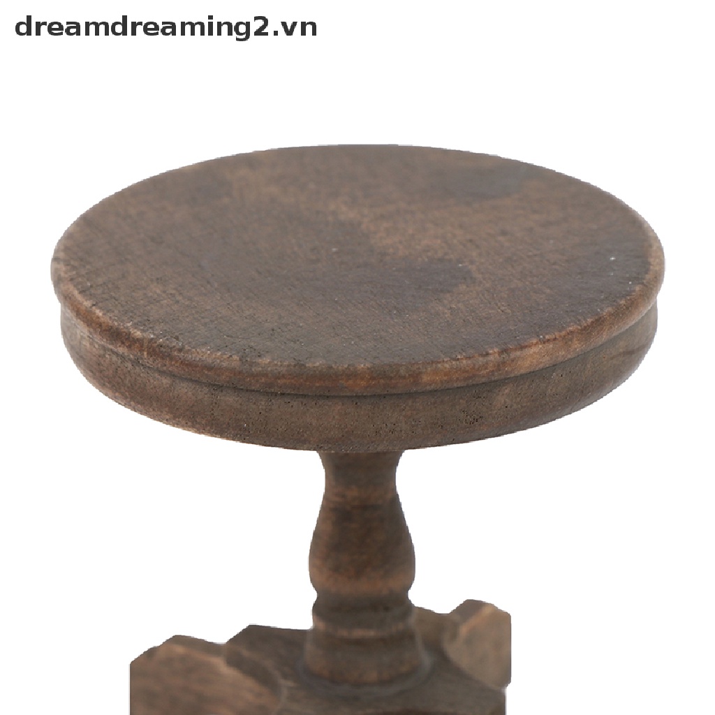 Mô Hình Bàn Tròn Bằng Gỗ Phong Cách Retro Tỉ Lệ 1 / 12 Trang Trí Nhà Búp