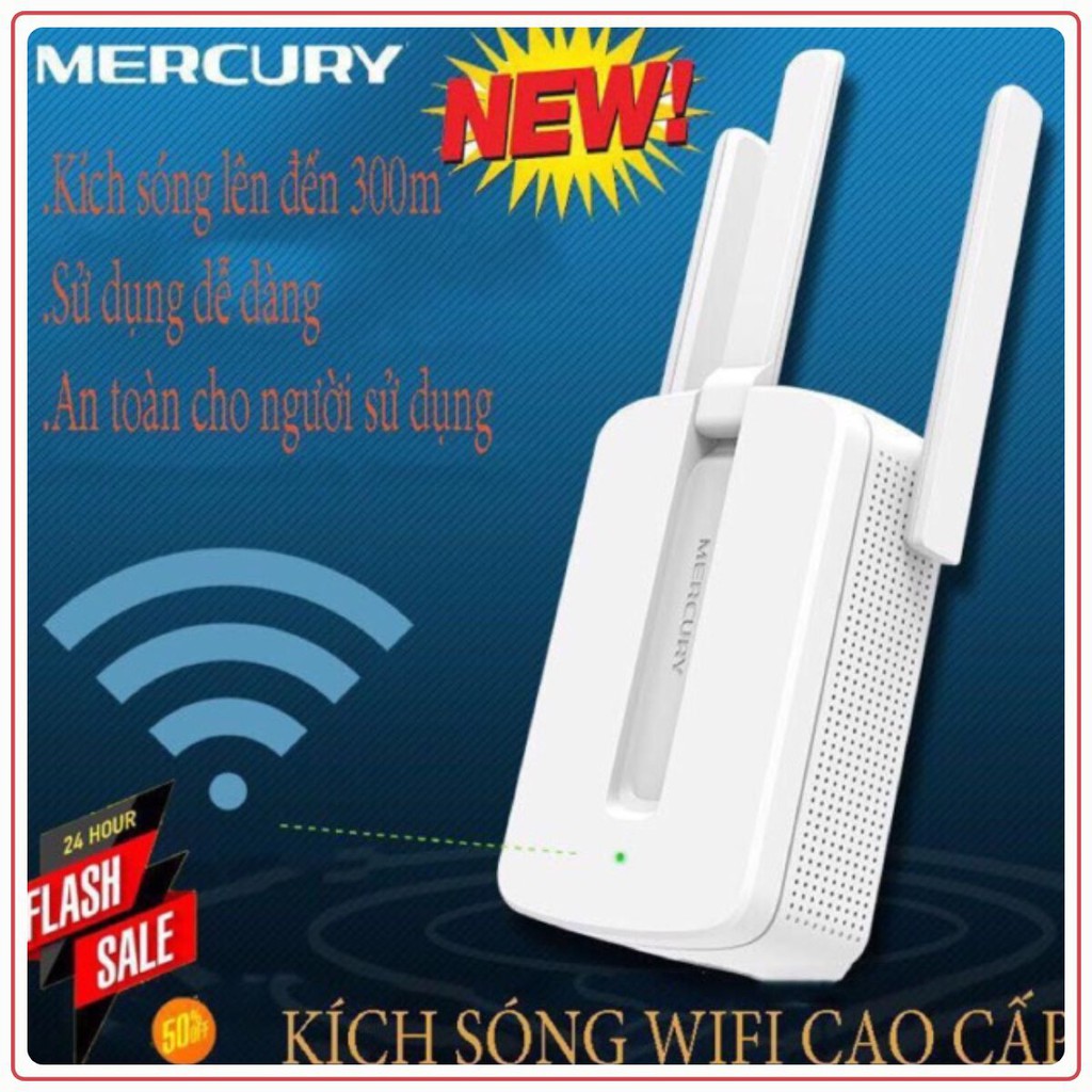 KÍCH SÓNG WIFI ♥️ CHÍNH HÃNG ♥️ Mercury MW310RE 3 Râu CỰC MẠNH - Bảo hành 3 năm