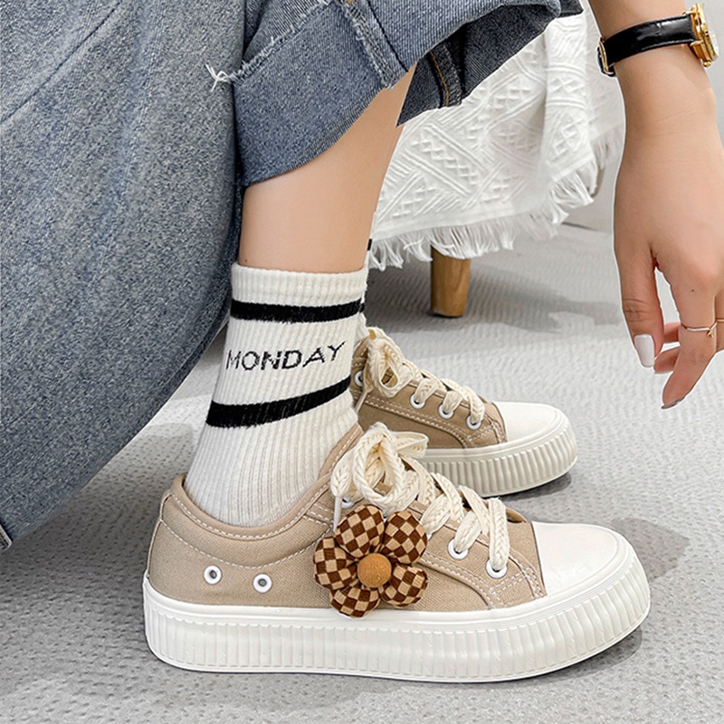 Ielgy Giày Vải canvas Họa Tiết Hoa Chuẩn Bị Cho Nữ