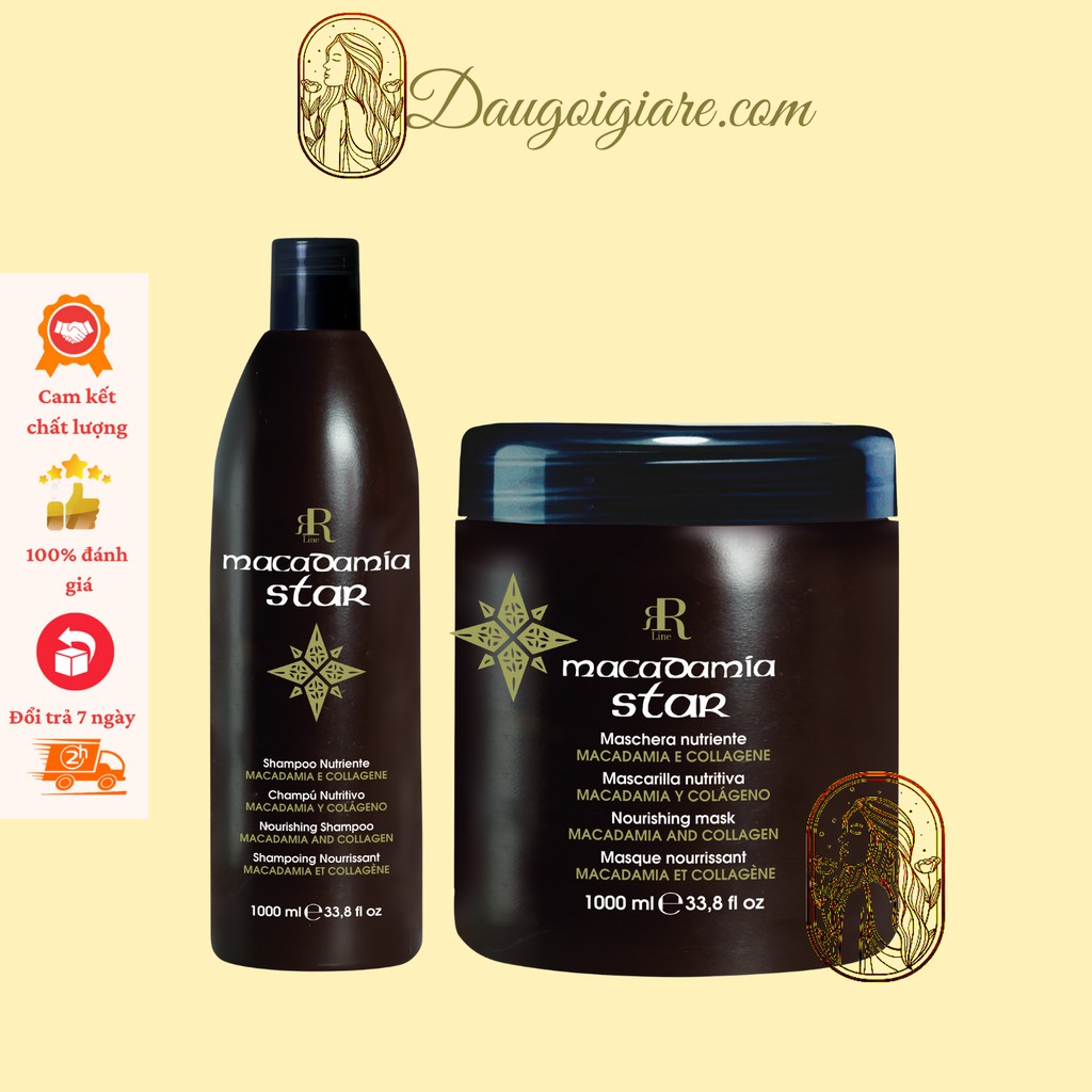 Dầu gội kem ủ tóc kiềm dầu phục hồi tái tạo sợi tóc hương nước hoa Macadamia star 1000*2