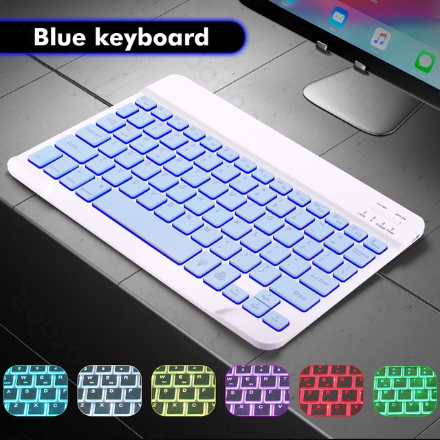 GOOJODOQ Bàn phím Bluetooth không dây 10 Inch có đèn nền nhiều màu cho iPad Laptop Android iPhone