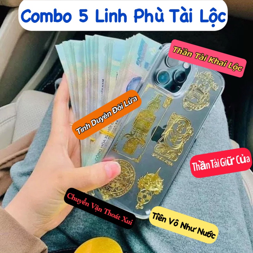 COMBO 5 Miếng dán điện thoại tài lộc lung linh phù hợp mang tới May Mắn - Sức Khỏe - Phong Thủy