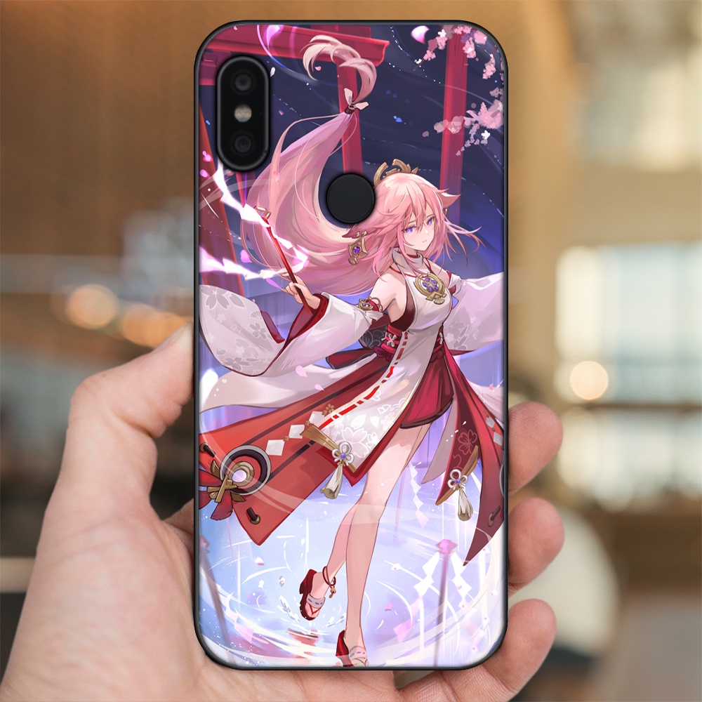 Ốp lưng Xiaomi Redmi Note 6 Pro viền đen in hình Yae Miko Genshin Impact