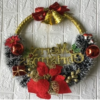 Vòng Nguyệt Quế Noel 40-50CM Màu Trắng Hoa Đỏ