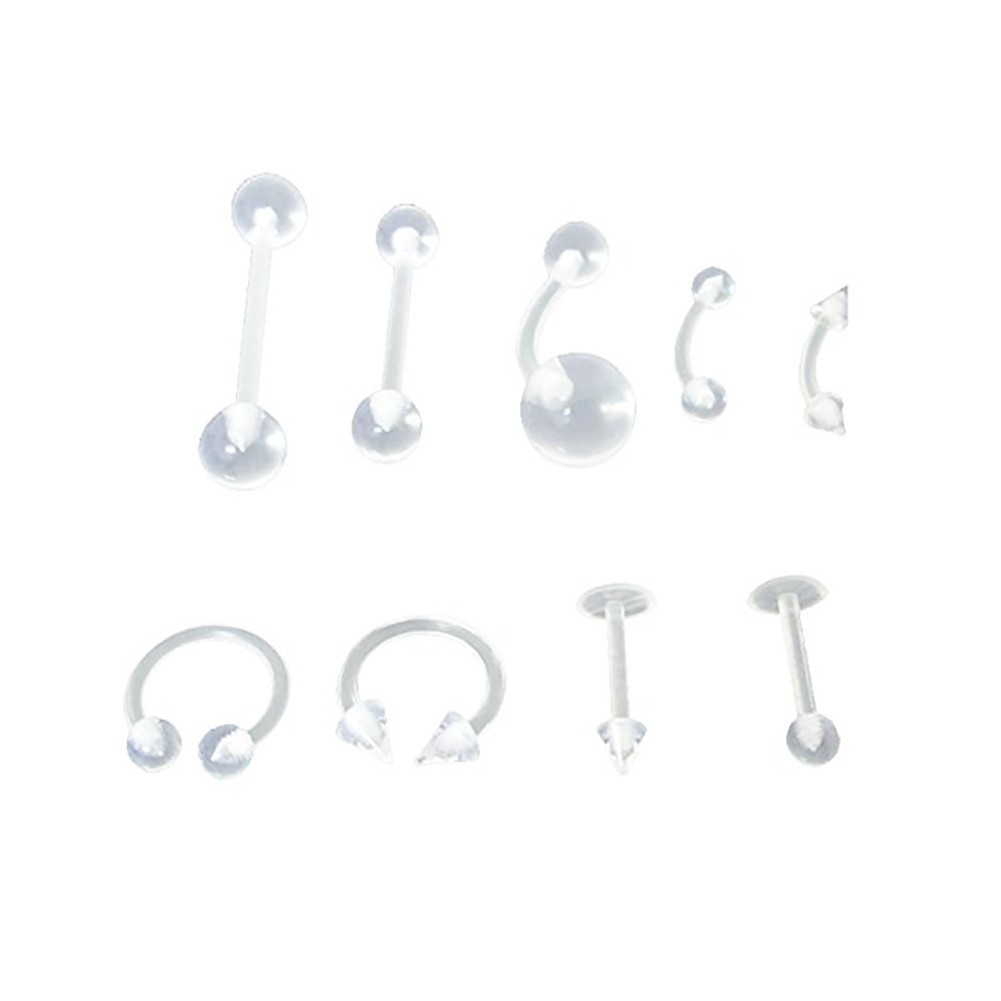 Set 9 khuyên xỏ trong suốt cá tính trẻ trung dành cho nam và nữ
