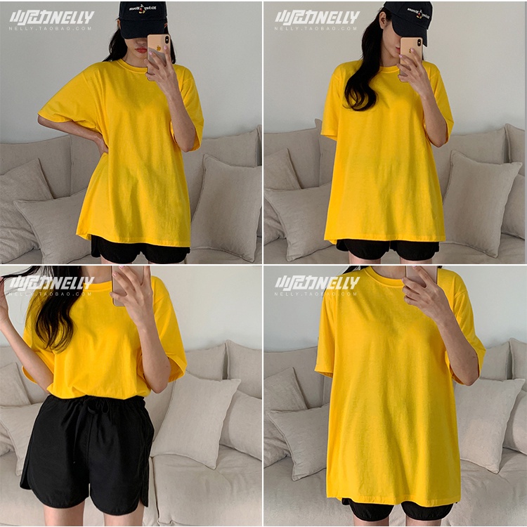 Áo phông Nelly Heybig tay ngắn trơn màu vàng