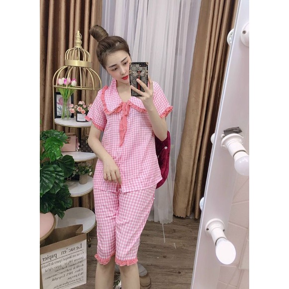 đồ bộ tiểu thư mặc nhà dạo phố   Chất thun poly