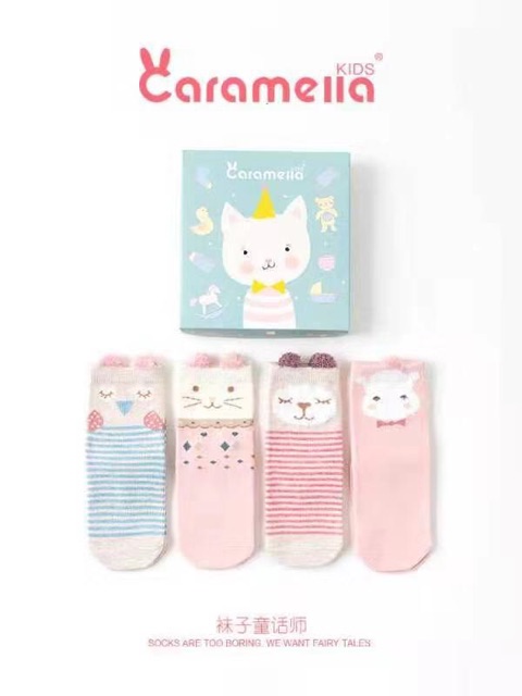 Tất vớ Caramella cho bé 0-24m hộp 4 đôi [ babyboo]