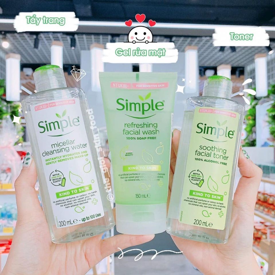 COMBO SIMPLE -lành tính sạch thoáng - cho da nhạy cảm 150ml