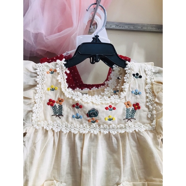 VT58 Size90-130 (9-27kg) Váy đầm bé gái (Đầm linen hoa thêu) Thời trang trẻ Em hàng quảng châu