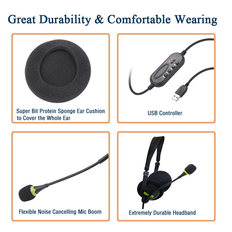 Tai Nghe Usb Kèm Mic Chống Ồn Tiện Dụng Cho Pc / Laptop / Mac / School / Kids